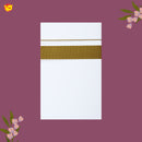 White with Goldan  Fancy Border Single Layer Cotton Men’s Dhoti