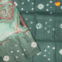 Teal Green Art Bamboo Cotton Saree