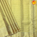 Golden Jacquard Gold Zari Floral Print Border Kanjivaram Wedding Silk Saree - Thenianantham