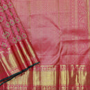 Hot Pink Traditional Buttas Gold Zari Floral Border Kanjivaram Wedding Silk Saree - Thenianantham