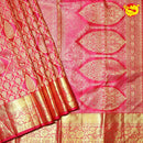 Red Rose Mango Motifs Gold zari Floral Border Pure Kanjivaram Wedding Silk Saree - Thenianantham