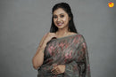 Grey With Light Pink Kora organza with sequence work Saree