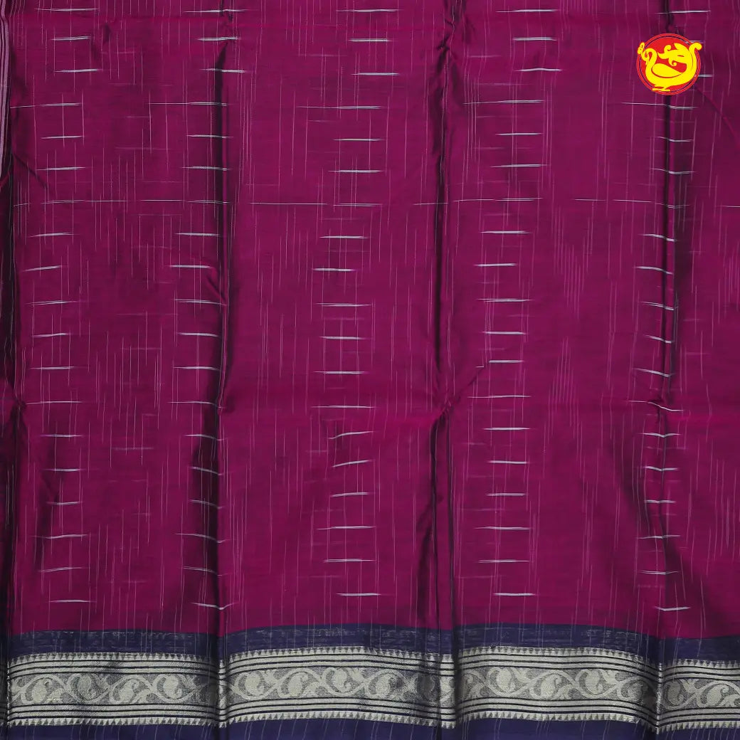 Berry purple With Blue Pure Bengal Cotton Saree without Blouse