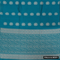 Teal Blue With Sandal Zari  Silk Cotton Saree