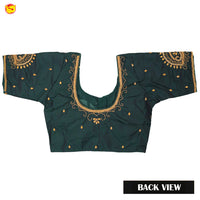 Green With Aari Embroidery work Women Readymade Blouse