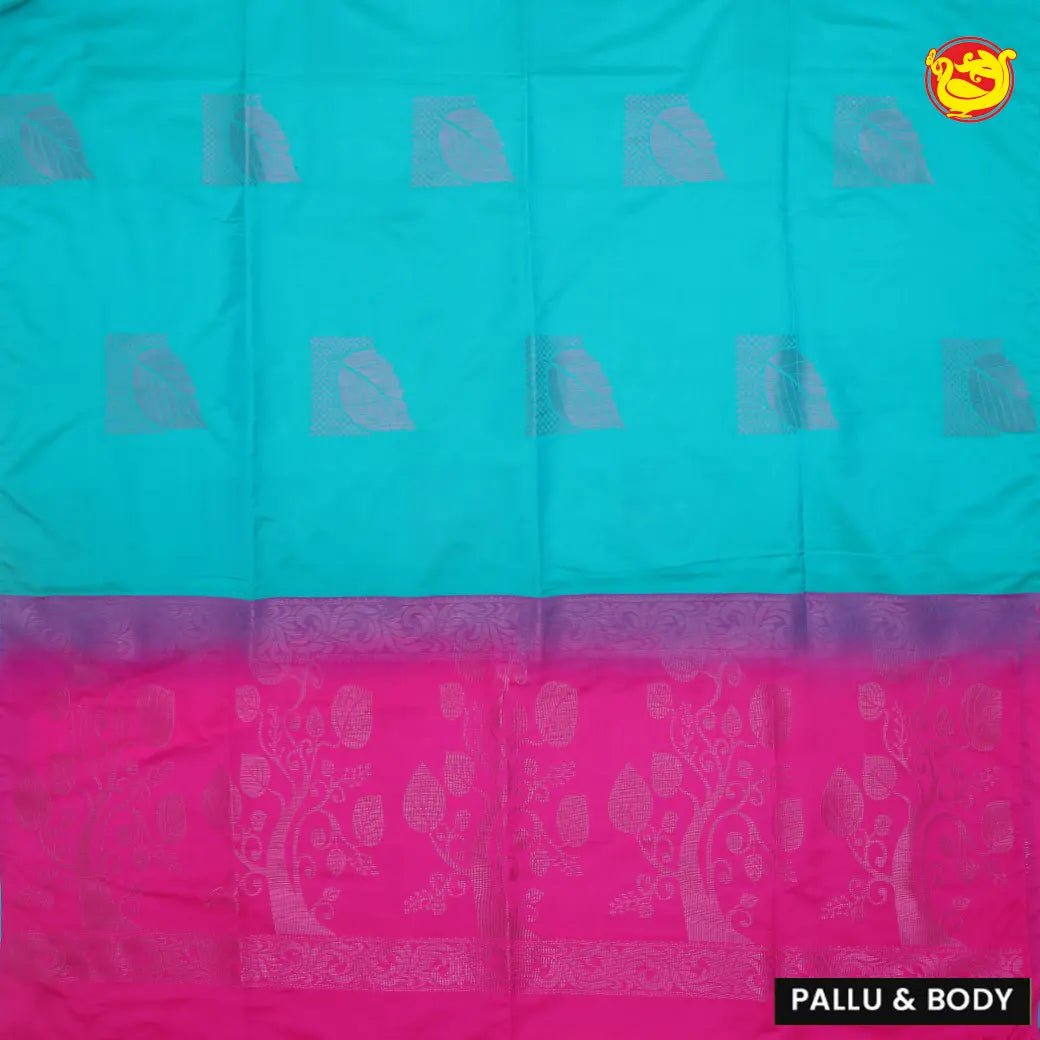 Sky Blue with Rani Pink Soft Silk Saree - Thenianantham