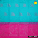 Sky Blue with Rani Pink Soft Silk Saree - Thenianantham