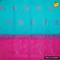 Sky Blue with Rani Pink Soft Silk Saree - Thenianantham