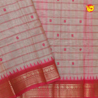 Peach with Light Pink Pure Chettinad Cotton Saree without Blouse - Thenianantham