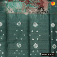 Teal Green Art Bamboo Cotton Saree