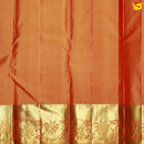 Red Jacquard Gold Zari Floral Motifs Border Kanjivaram Wedding Silk Saree