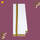 White with Goldan  Fancy Border Single Layer Cotton Men’s Dhoti