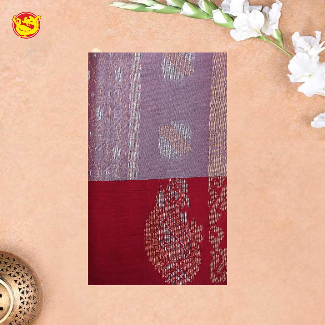 Light Lavender with Red Soft Silk Saree