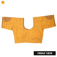 Mustard Yellow With Aari  Embroidery work Women Readymade Blouse
