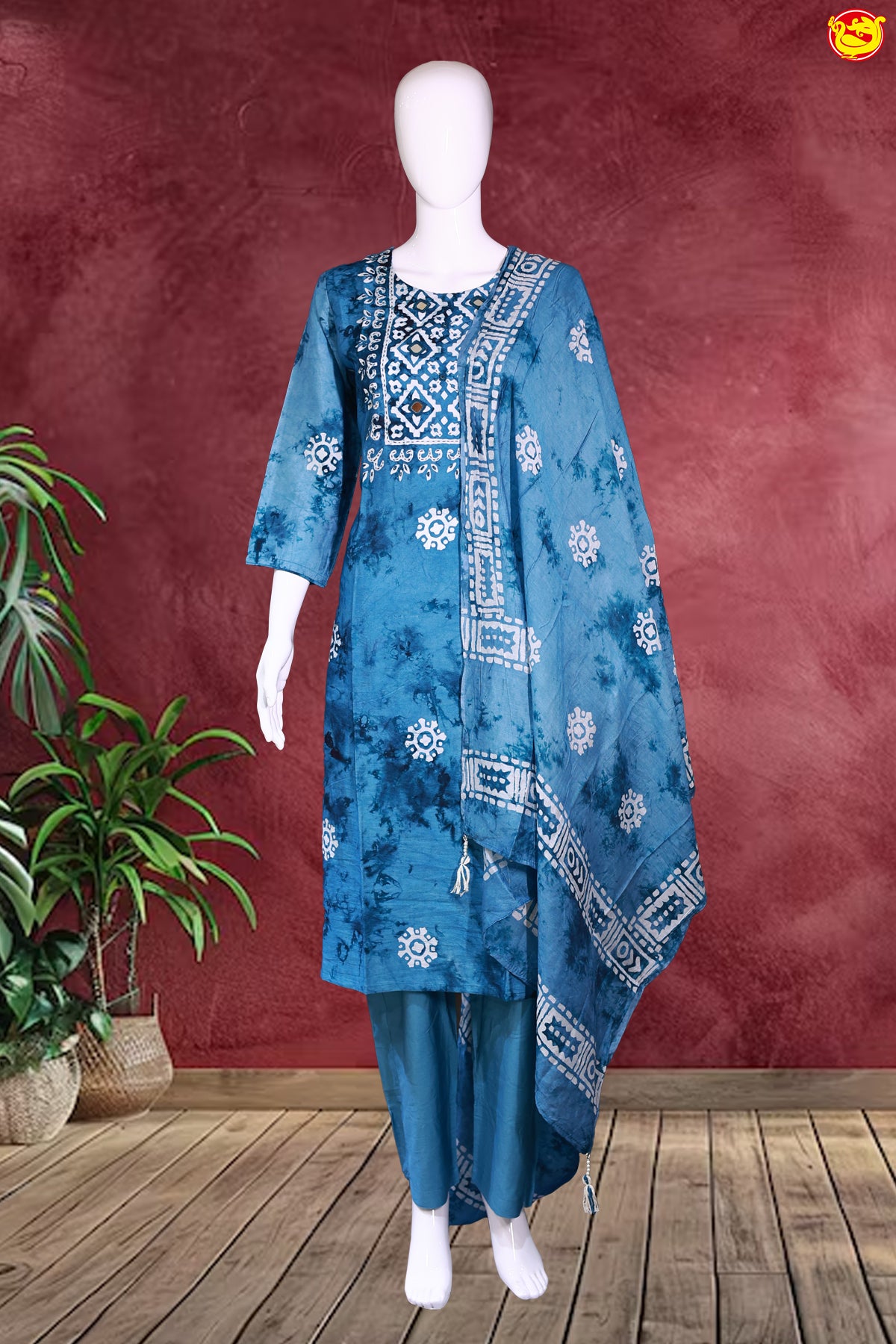 Denim Blue Ladies Branded Readymade Chudi Set