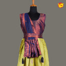 Navy blue with Lime yellow Girls & Women Branded Readymade Pattu Gown - Thenianantham