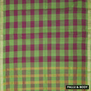 Green – Pink Small Checked Pattern Pure Chettinad Cotton Saree without Blouse