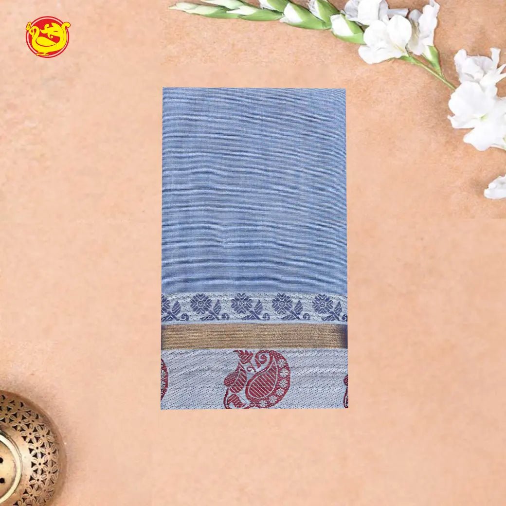 Light sky blue colour Pure Chettinad Cotton Saree  without Blouse