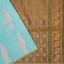 Sky Blue with Green Soft Silk Saree