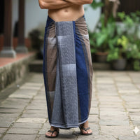 Men’s  Blue  with White Checked Cotton Stitched Lungi