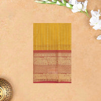 Mustard Yellow With Red Premium Quality Pure Cotton Saree