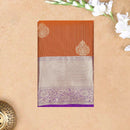 Rust Orange with  Purple Border Floral Motifs Soft Silk Saree