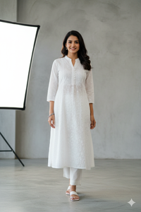 White Colour With Floral  Design Ladies Branded Umbrella Top Readymade