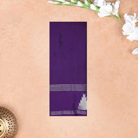 Dark Purple With Silver Border  Arani Silk Saree