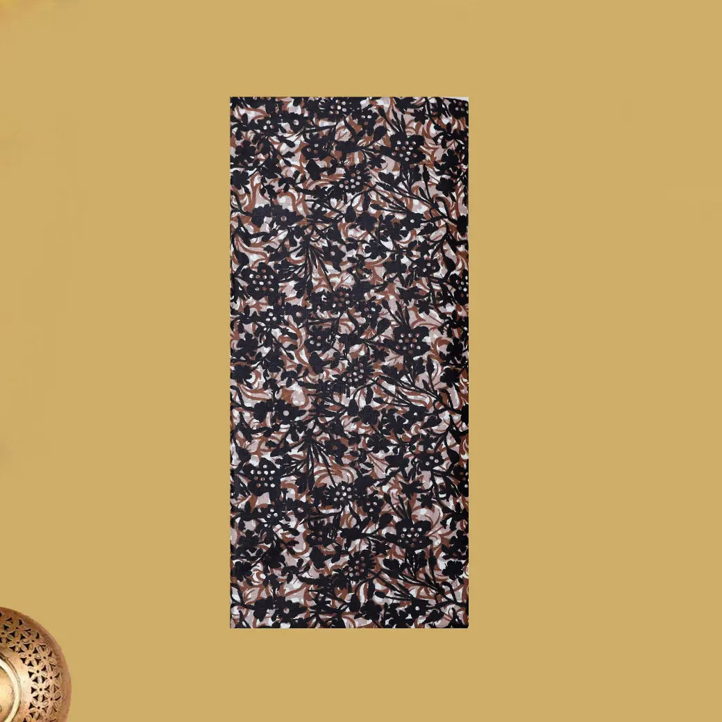 black with Brown And White flower design Cotton Printed Lungi