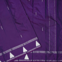 Dark Purple With Silver Border  Arani Silk Saree