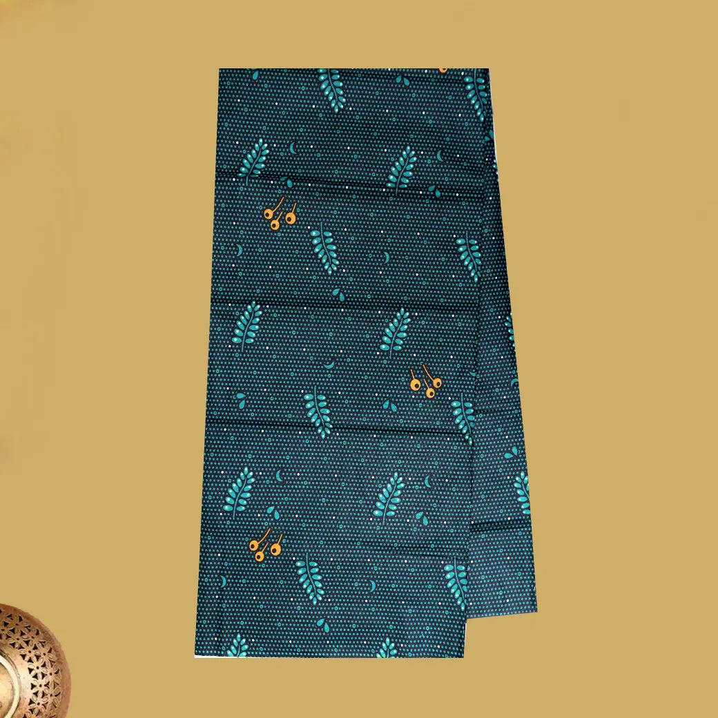 Navy Blue with Sea Green flower design Cotton Printed Lungi