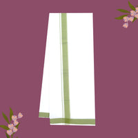 White with Green Border Single Layer Cotton Men’s Dhoti