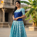 Blue With Sky Blue  Girls Branded Readymade Pattu Pavadai