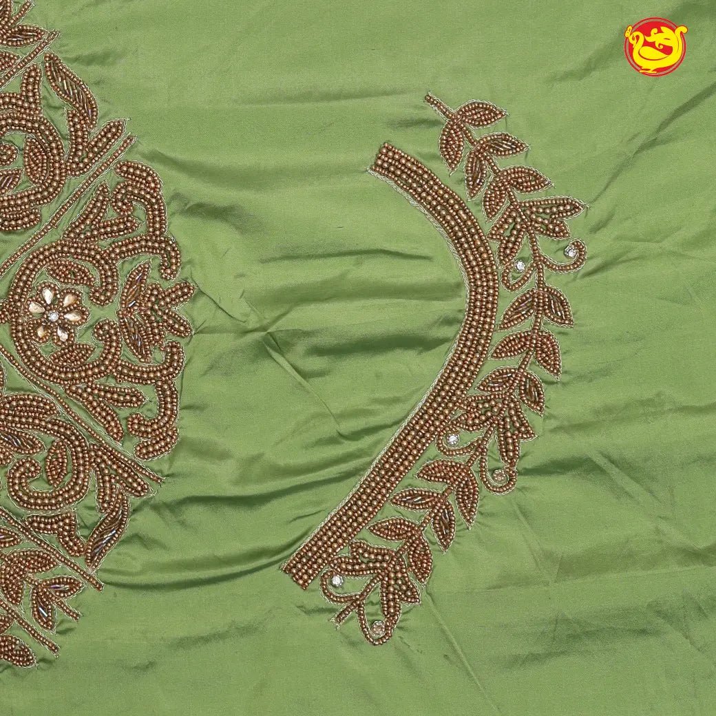 Light Green Bridal Aariwork Blouse - Thenianantham