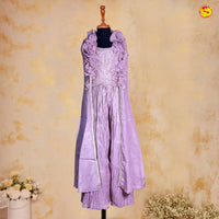 Purple Beautiful Embroidery Floral Motifs Girls Branded Readymade Palazzo with Crop Top - Thenianantham