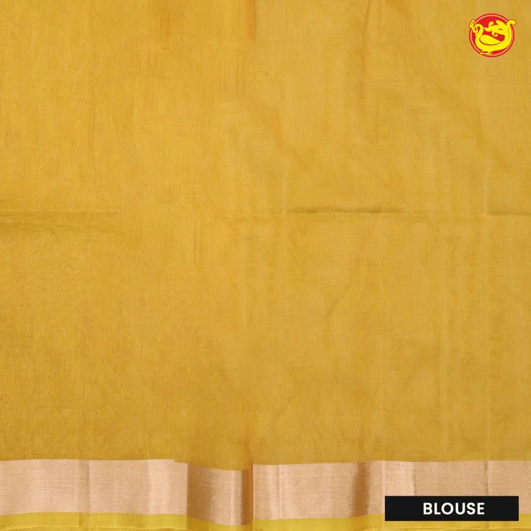 Golden With Yellow Pure Silk Cotton Saree - Thenianantham