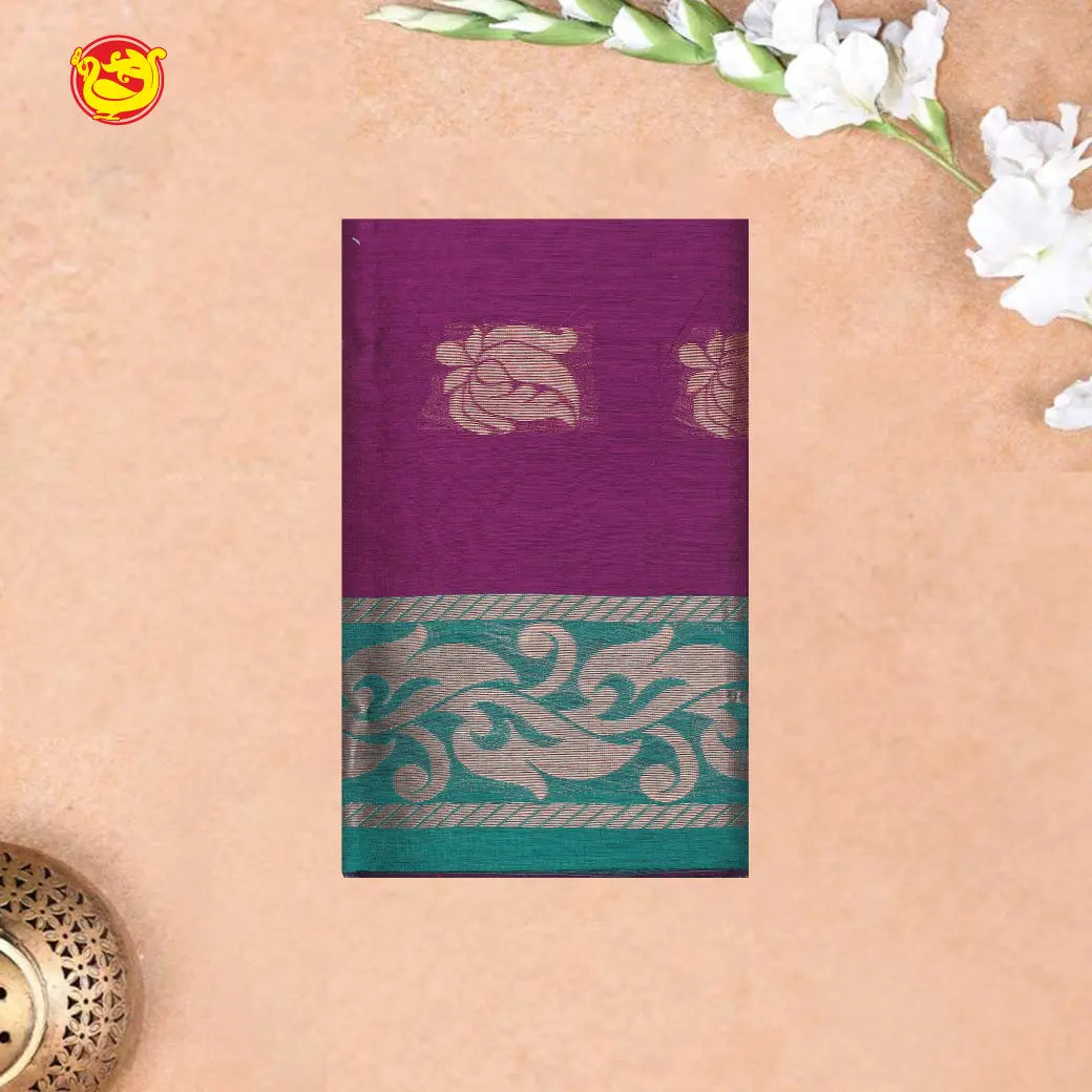 Purple With Teal Green Kalyani Cotton Saree