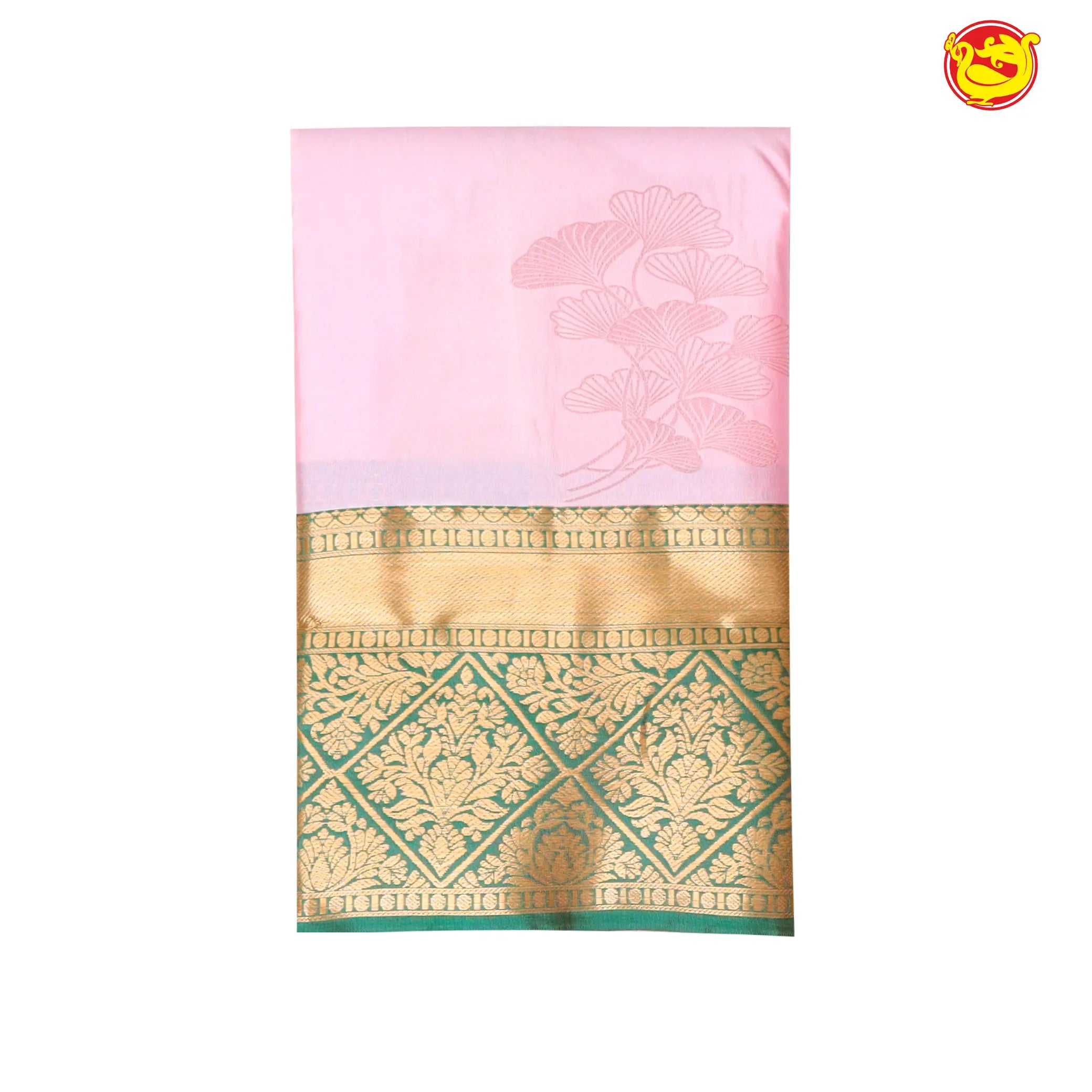 Baby Pink with Green Soft Silk Saree