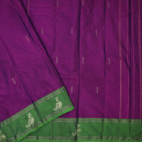 Brinjal  Purple With Green Border  Arani Silk Saree