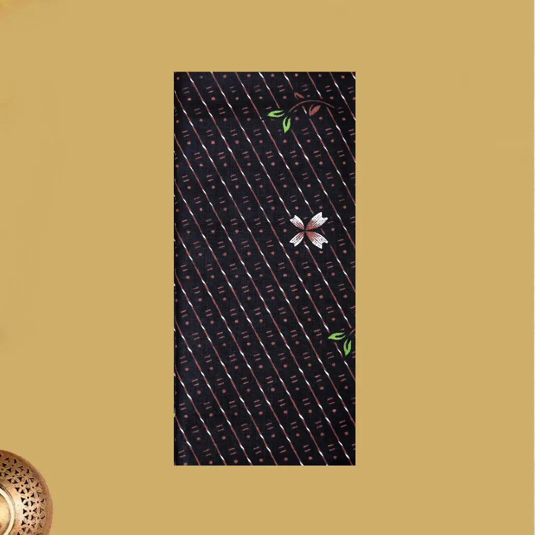 Black with Brown flower design Cotton Printed Lungi