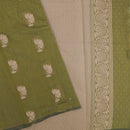 Olive green Blue With Sandal Zari   Silk Cotton Saree