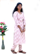 Thendral- Light Pink And White Ladies Branded Co-ord-set Readymade