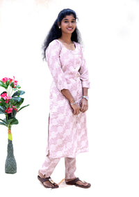 Thendral- Light Pink And White Ladies Branded Co-ord-set Readymade