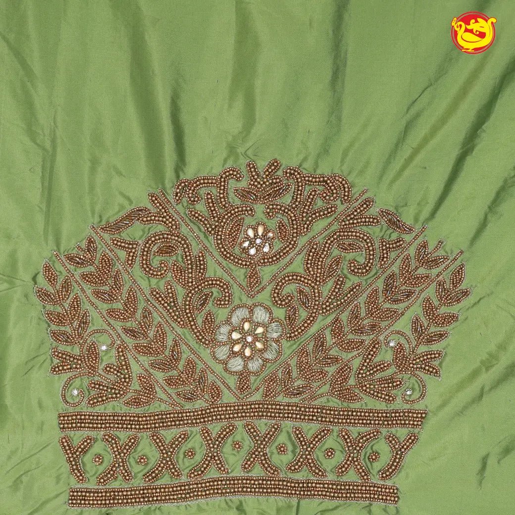 Light Green Bridal Aariwork Blouse - Thenianantham