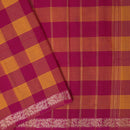 Yellow  – Brown Small Checked Pattern Pure Chettinad Cotton Saree without Blouse