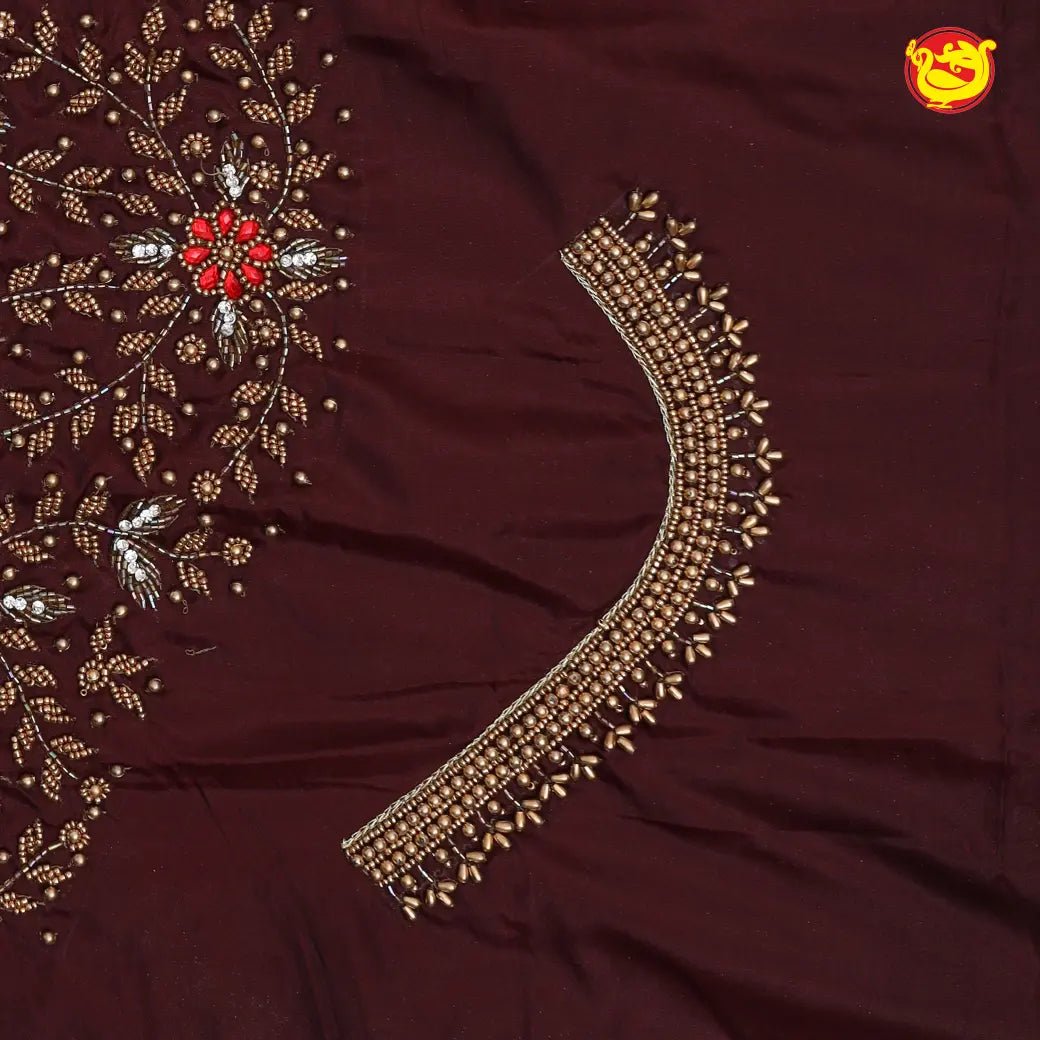 Maroon Bridal Aariwork Blouse - Thenianantham