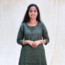 Mayil-Dark Green With Floral Design Ladies Branded Umbrella Top Readymade