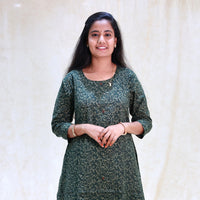 Mayil-Dark Green With Floral Design Ladies Branded Umbrella Top Readymade