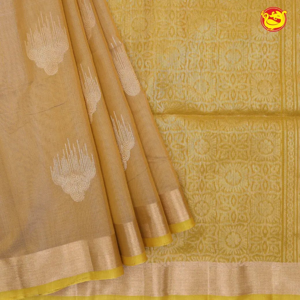 Golden With Yellow Pure Silk Cotton Saree