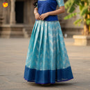 Blue With Sky Blue  Girls Branded Readymade Pattu Pavadai